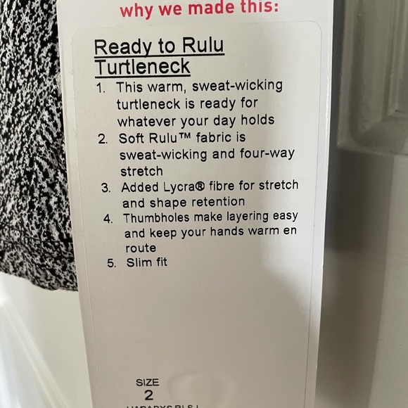 Lululemon Ready to Rulu Turtleneck, size 2 - Picture 3 of 4